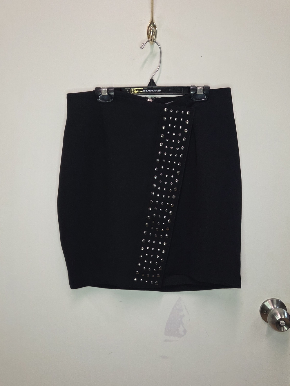 GUESS Black Studded Asymmetric Wrap Mini Skirt Size 4